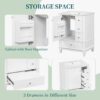 6 Organized Storage White Bathroom Vanity with Soft-Close Drawers & Door Storage Rack