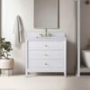6 Large Storage Fluted White Bathroom Vanity with Full Soft-Close Solid Wood Drawers