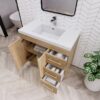 6 Multi-Storage Oak Bathroom Vanity with Soft-Close Drawers & Door, Gold Bar Hardware