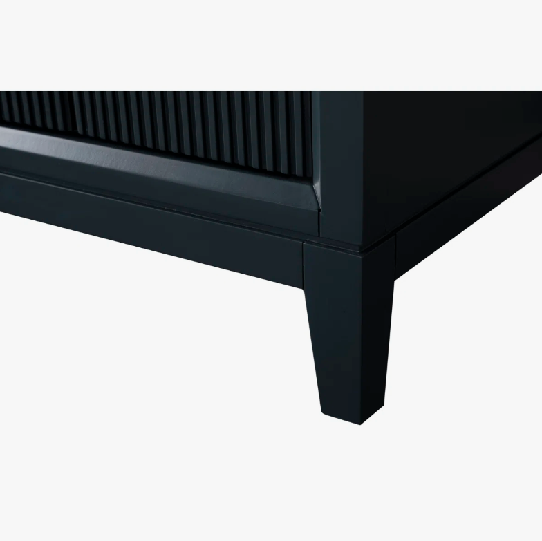 Contemporary Reeded Wood Bathroom Vanity with Split Storage & Full Anti-Slam Soft-Close Hardware