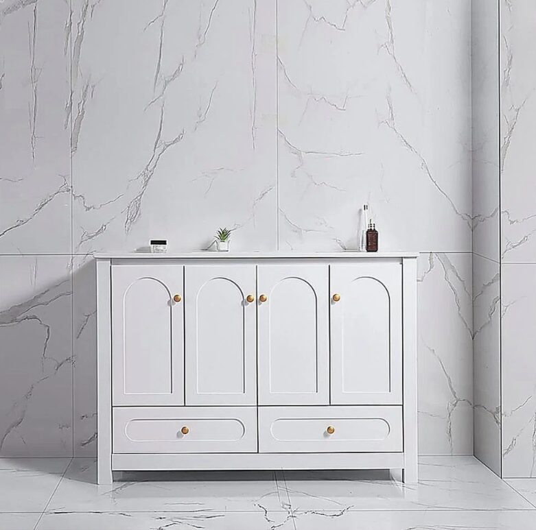 Classic Farmhouse White Bathroom Vanity with Ample Storage for Master Bath Remodel