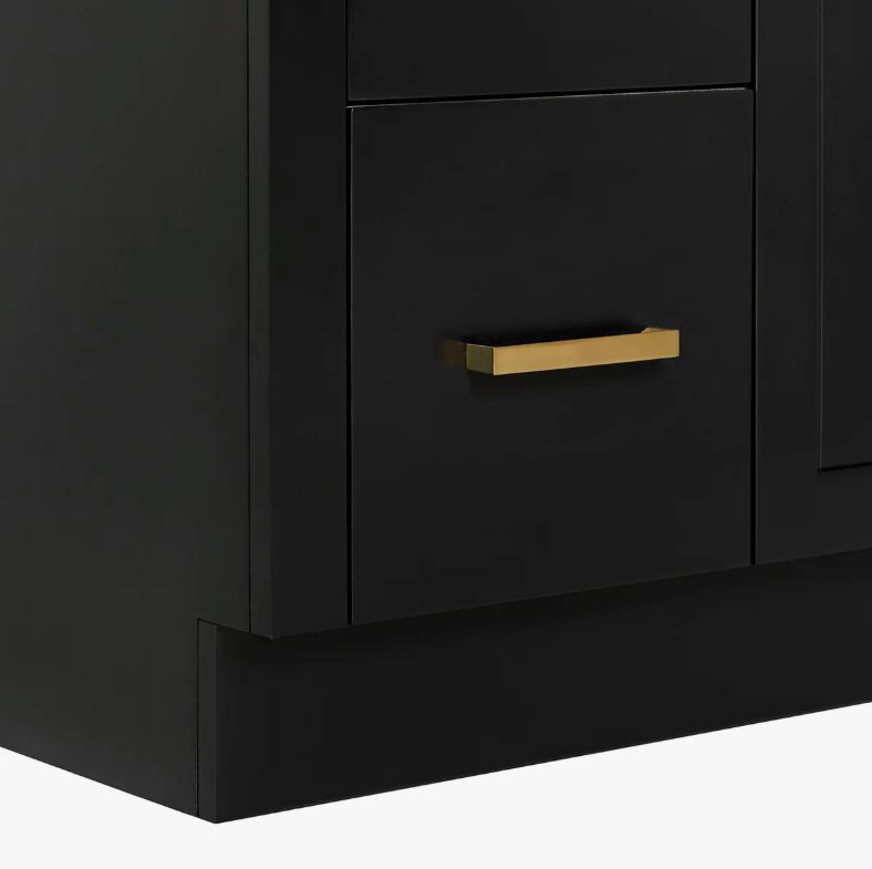 6 Contemporary Matte Black Bathroom Vanity with Full Soft-Close Slides & Spacious Wooden Drawers