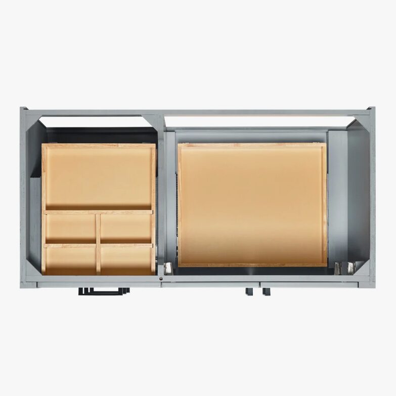 42" Modern Light Gray Bathroom Vanity Cabinet with Matte Black Bar Pulls & Classified Storage