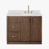 Transitional Walnut Wood Bathroom Vanity with Full Soft-Close Hardware & Solid Pine Drawer Boxes