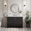 6 Rustic Black Oak Bathroom Vanity with Full Soft-Close Slides & Spacious Classified Storage