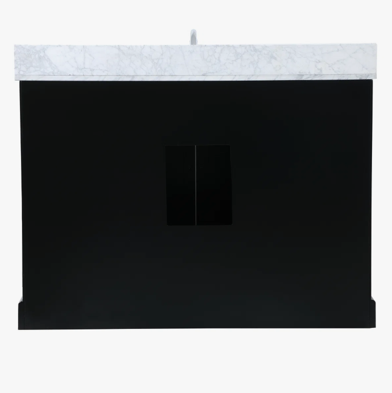 6 Transitional Matte Black Farm Vanity with Soft-Close Hardware & Natural Marble Countertop