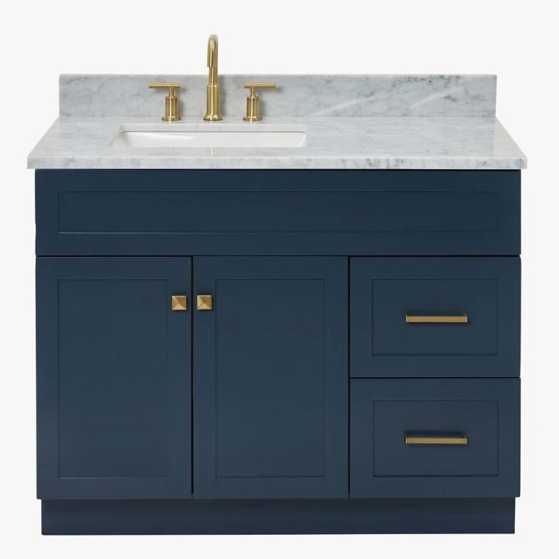Transitional Shaker Bathroom Vanity with Soft Close Drawers & Large Cabinet Storage