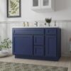 48 Inch Navy Blue Shaker Bathroom Vanity Base Cabinet Only, 3 Soft Close Drawers & 2 Soft Close Doors