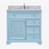 6 Pastel Blue Louver Bathroom Vanity Soft Close Drawers Multi-Zone Organized Storage Layout