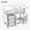 6 36" Freestanding White Farmhouse Bathroom Vanity with Multi-Drawer & Double Cabinet Doors