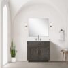 Contemporary Dark Oak Bathroom Vanity Soft Close Cabinet Doors Spacious Internal Storage