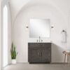 6 Contemporary Dark Wood Grain Bathroom Vanity Soft Close Doors Spacious Organized Storage