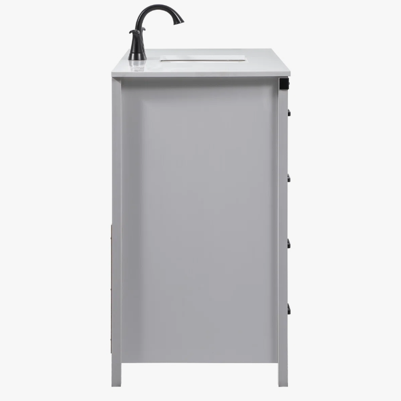 6 Modern Farmhouse Grey Single Vanity with Massive Drawer Storage for Guest & Main Bath