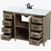 6 Rustic Barn Door Bathroom Vanity Cabinet with Drawer Storage & Quartz Top