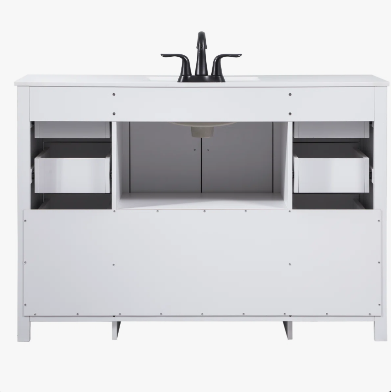 6 All-White Farmhouse Vanity with 8 Drawers for Spacious Organized Bathroom Storage