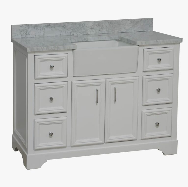 Classic White Farmhouse Vanity with Large Storage for All-Style Bathroom Remodel