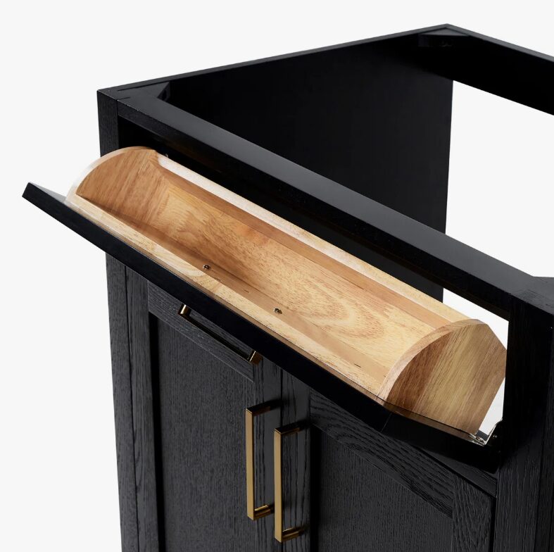 Contemporary Black Wood Vanity Base with Dovetail Drawers for Bathroom Renovation