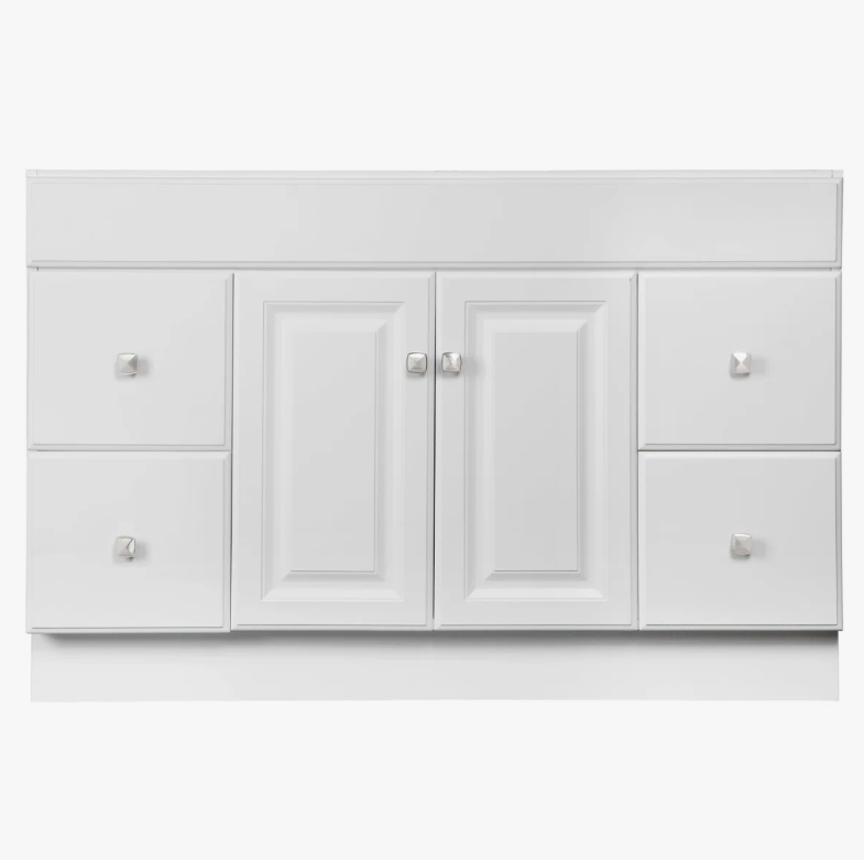 Classic White Raised Panel Vanity Base with Drawer & Cabinet Storage for Bathroom Remodel