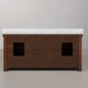 72 Inch Rustic Distressed Wood Double Sink Bathroom Vanity with Carrara Marble Countertop & Matte Iron Pulls