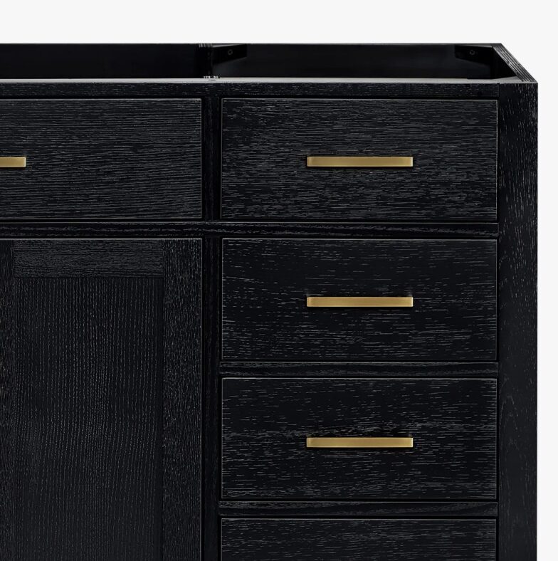 Contemporary Black Wood Vanity Base with Dovetail Drawers for Bathroom Renovation