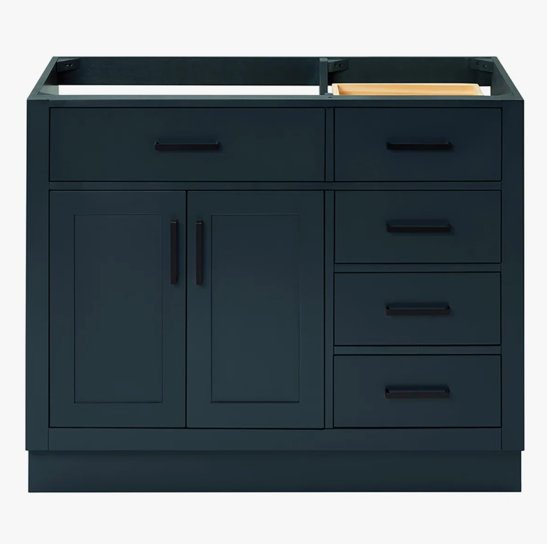 Modern Navy Solid Wood Vanity Base with Dovetail Drawers for Bathroom Remodel