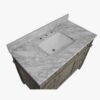 Neutral Grey Wooden Vanity Cabinet with Carrara Marble Top for Transitional & Farmhouse Bath Remodel