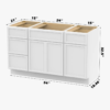 7 Bright White Double Sink Vanity Base Cabinet with Full Soft-Close Storage for Master Bath Renovation