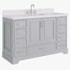 7 Spacious Light Gray Bathroom Vanity with Brushed Nickel Hardware & Massive Soft-Close Storage