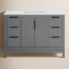 7 Sleek Gray Freestanding Bathroom Vanity with Large Soft-Close Storage & Marble Countertop