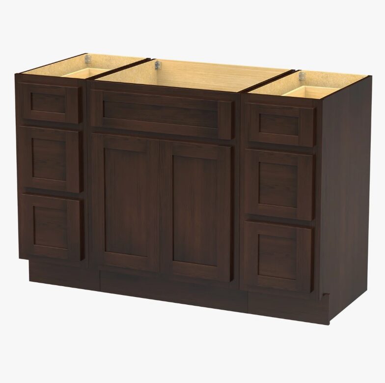 7 Espresso Shaker Vanity Base Cabinet with Large Soft-Close Storage Drawers