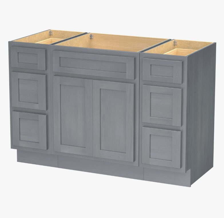 7 Classic Gray Shaker Vanity Base Cabinet with Large Soft-Close Storage Drawers