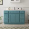 Vibrant Teal Shaker Vanity Base Cabinet with Large Silent Soft-Close Storage
