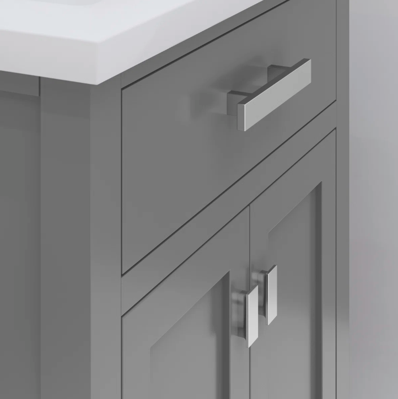 7 Compact Gray Shaker Bathroom Vanity with Single Drawer & Double Storage Doors