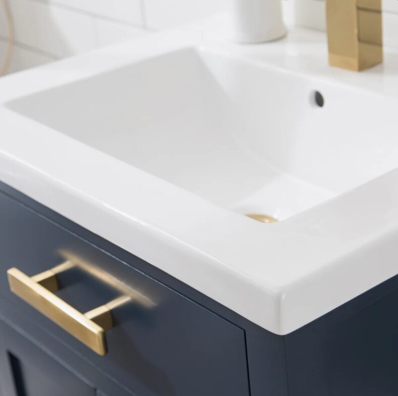 7 Luxury Navy Shaker Bathroom Vanity with Single Drawer & Double Storage Doors