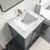 7 Modern Shaker Dark Gray Bathroom Vanity with Double Doors & Large Wood Storage Drawer