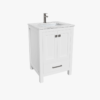 Minimalist White Bathroom Vanity with Double Soft-Close Doors & Large Storage Drawer
