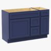 48 Inch Navy Blue Shaker Bathroom Vanity Base Cabinet Only, 3 Soft Close Drawers & 2 Soft Close Doors