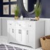 Transitional Farmhouse White Bathroom Vanity with Large Storage for Master Bath Remodel