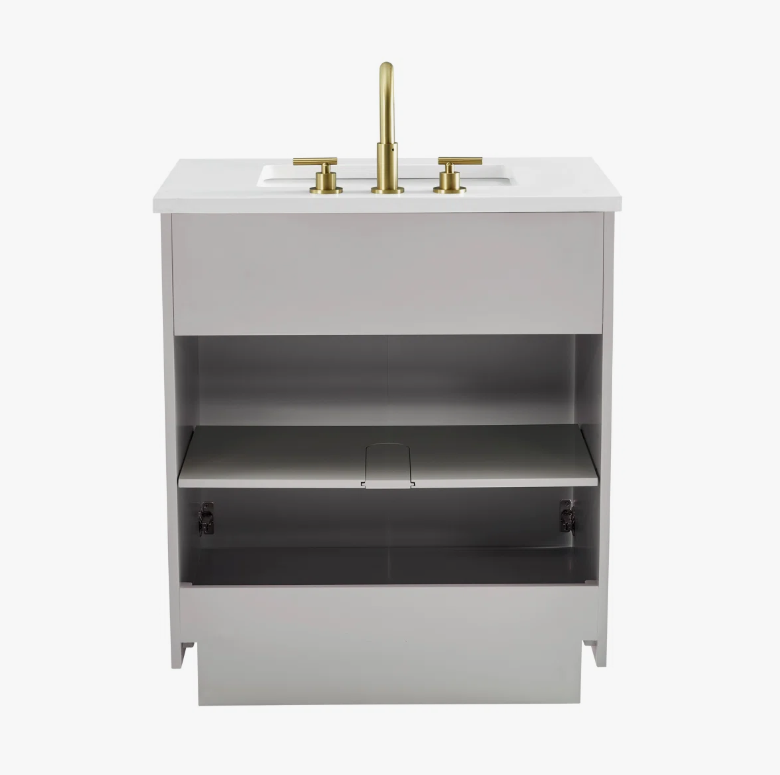 Minimalist Fluted Bathroom Vanity with Dual Soft-Close Doors & Adjustable Storage Shelf