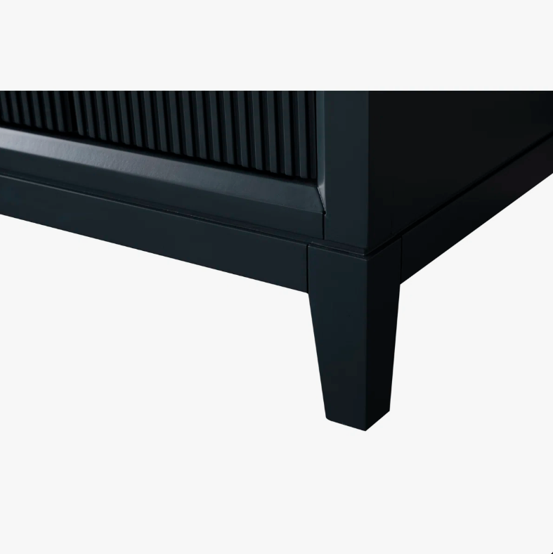 7 Large Storage Fluted Navy Bathroom Vanity with Full Soft-Close Solid Wood Drawers