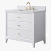 7 Large Storage Fluted White Bathroom Vanity with Full Soft-Close Solid Wood Drawers