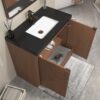 Modern Ribbed Walnut Bathroom Vanity with Full Soft-Close System & Adjustable Inner Shelf