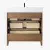 Spacious Storage Fluted Walnut Bathroom Vanity with Full Soft-Close Solid Wood Drawers
