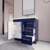 Luxury Gloss Navy Bathroom Vanity with Split Storage Zones & Soft-Close System