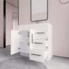 Minimalist Gloss White Bathroom Vanity with Separate Storage Zones & Full Soft-Close System