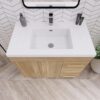 Dual-Zone Storage Oak Bathroom Vanity with Full Soft-Close Drawers & Cabinet Doors