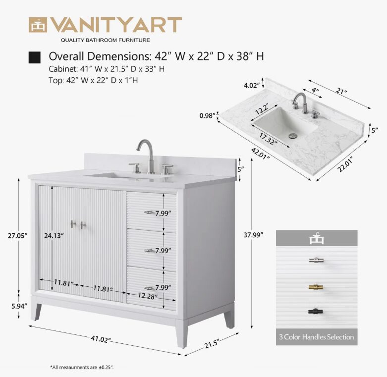 Contemporary Ribbed Wood Bathroom Vanity with Split Storage Layout & Full Soft-Close Hardware