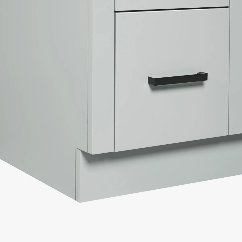 42" Modern Light Gray Bathroom Vanity Cabinet with Matte Black Bar Pulls & Classified Storage