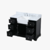 7 Transitional Matte Black Farm Vanity with Soft-Close Hardware & Natural Marble Countertop
