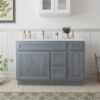Neutral Grey Wood Shaker Vanity Base with Multi-Zone Storage for Bath Remodel
